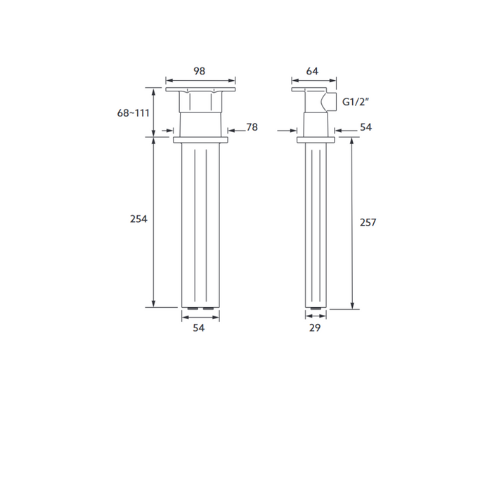 Kohler Statement™ Dual Function Ceiling Mount Rainhead Arm – 254mm