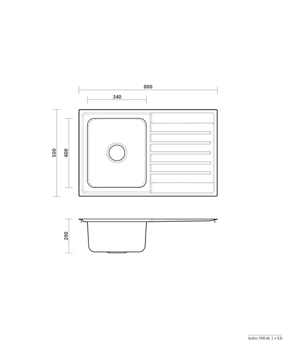 SEIMA Kubic 100 - with Drainer Stainless Steel Sink