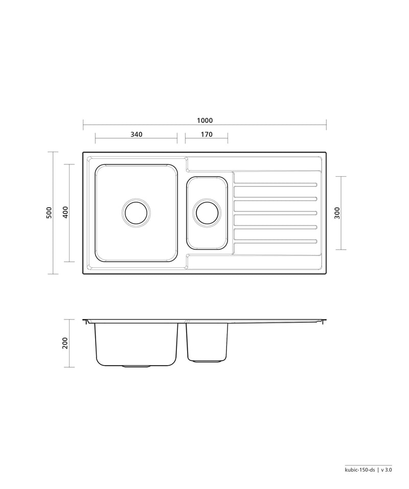 SEIMA Kubic 150 - with Drainer Stainless Steel Sink