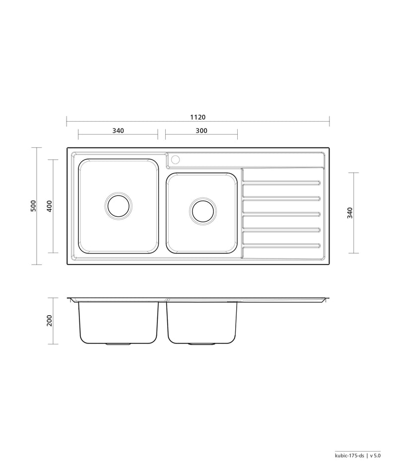 SEIMA Kubic 175 - with Drainer Stainless Steel Sink