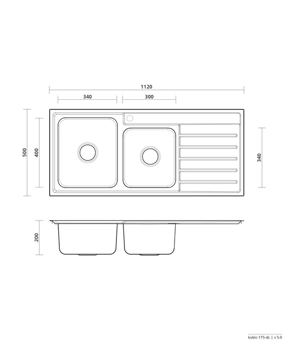 SEIMA Kubic 175 - with Drainer Stainless Steel Sink