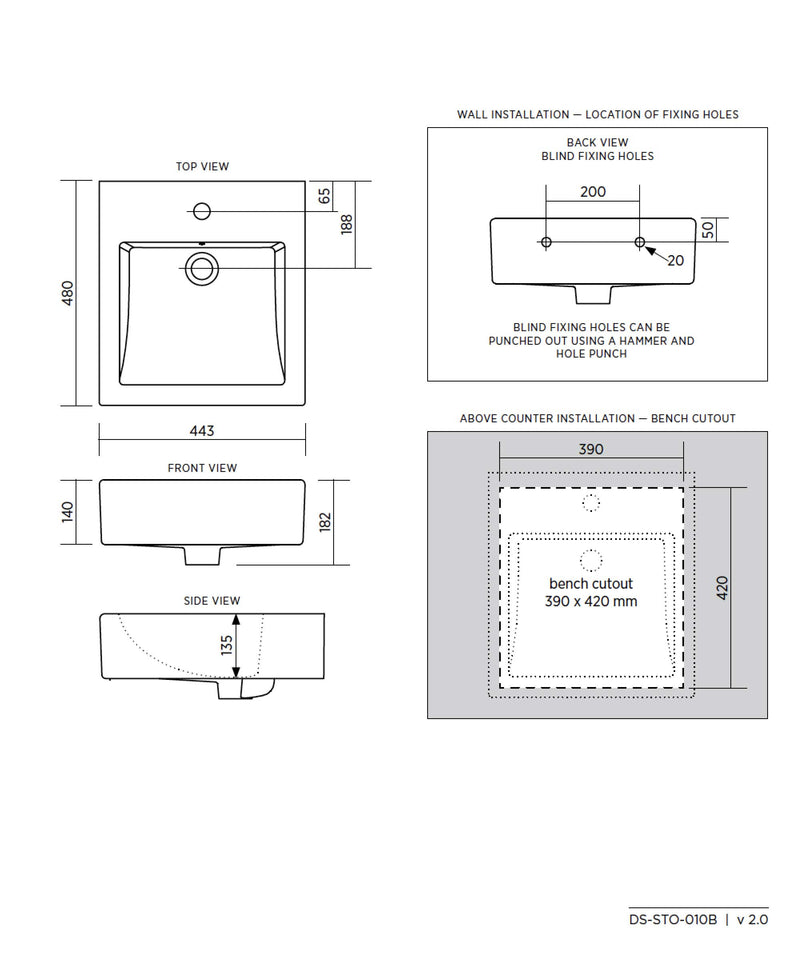 SEIMA Kyra 010 Basin Above White Above Counter Basin, Square
