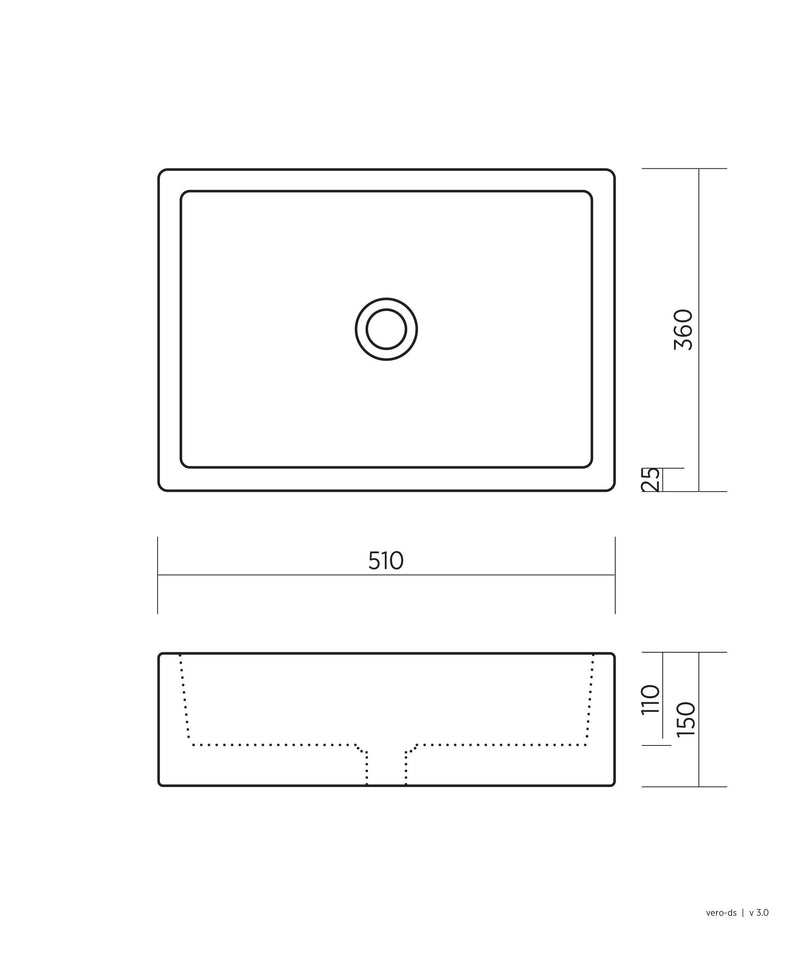 SEIMA Kyra 510 Ceramic Above Counter Basin, Rectangular