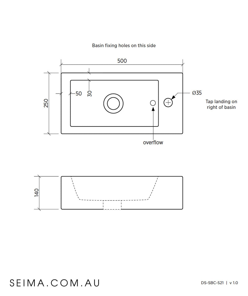 SEIMA Kyra 521 Ceramic wall basin