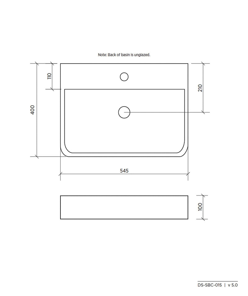 SEIMA Limni 015 Ceramic Wall Basin or Above Counter Basin, Rectangular
