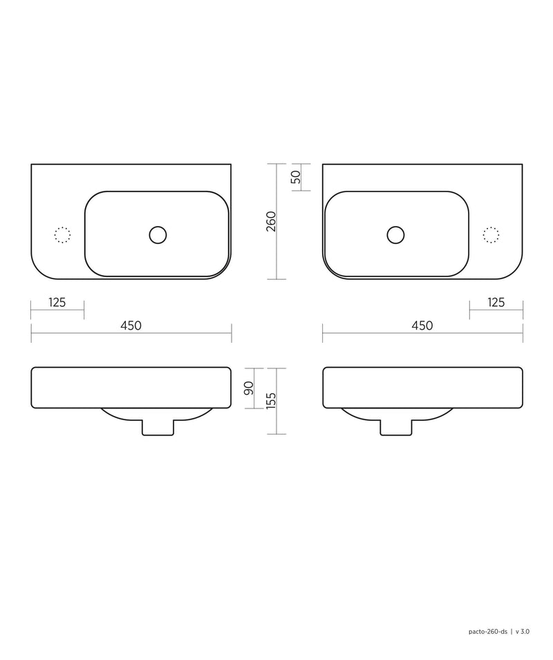 SEIMA Limni 260 Ceramic Wall Basin
