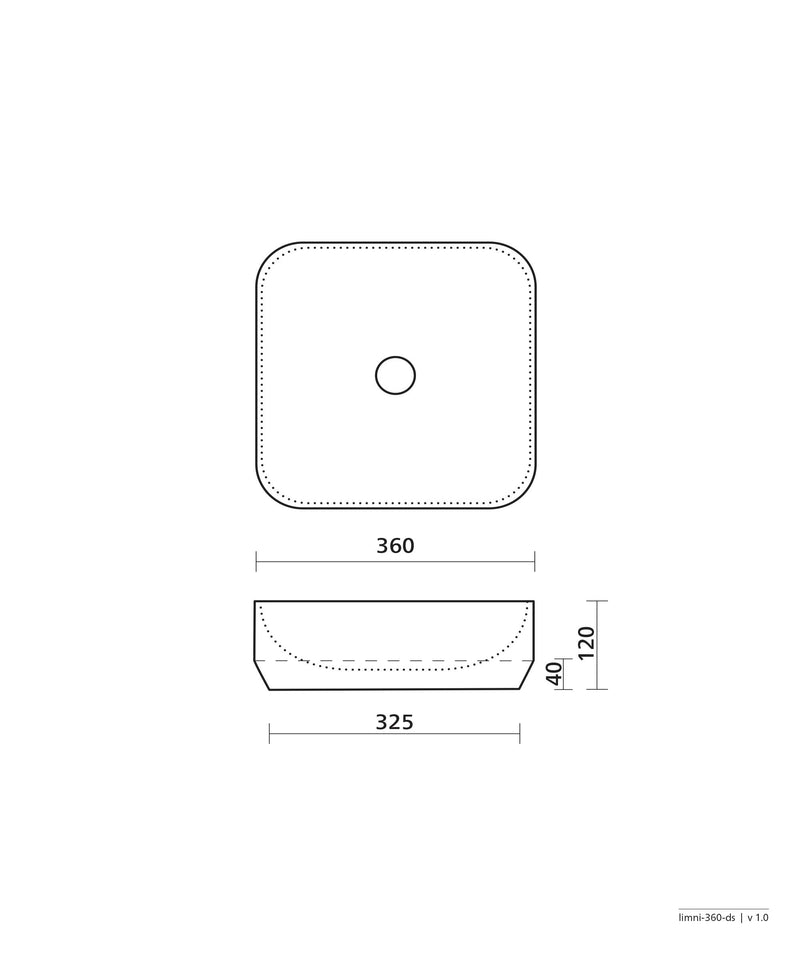 SEIMA Limni 360 Ceramic Above Counter Basin, Square