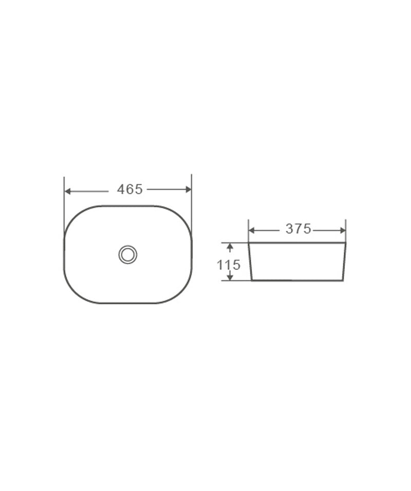 SEIMA Limni 465 Black Silk Matte Ceramic Above Counter Basin, Rounded Rectangle