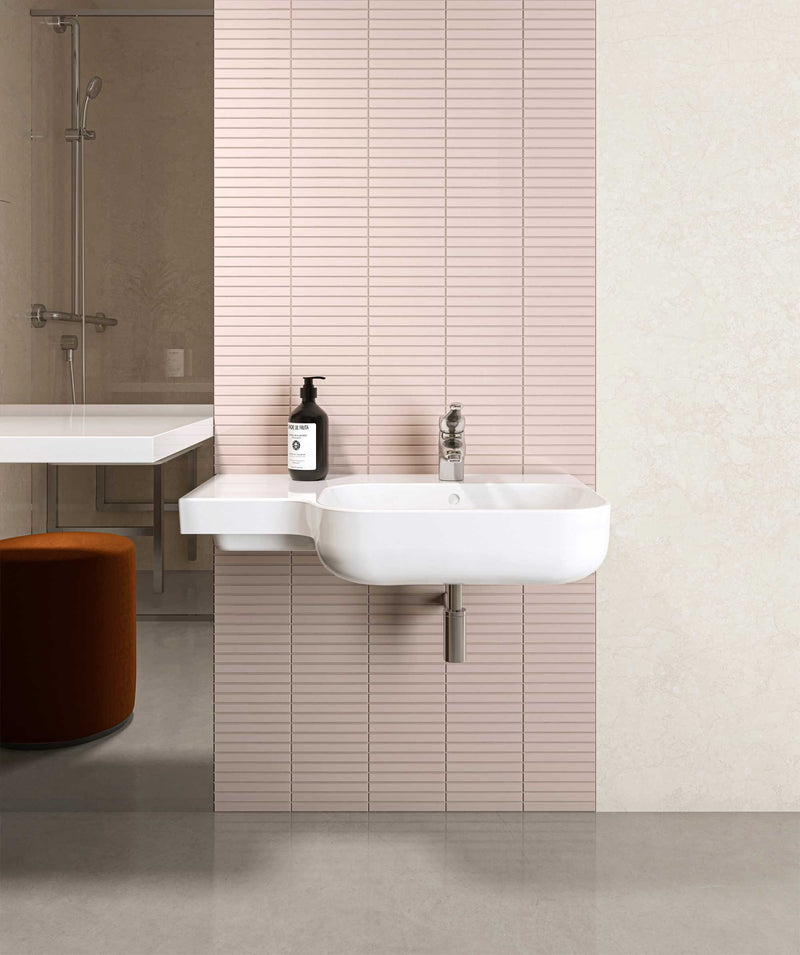 SEIMA Limni 720 Ceramic Wall Basin With shelf RH Bowl, Left Shelf