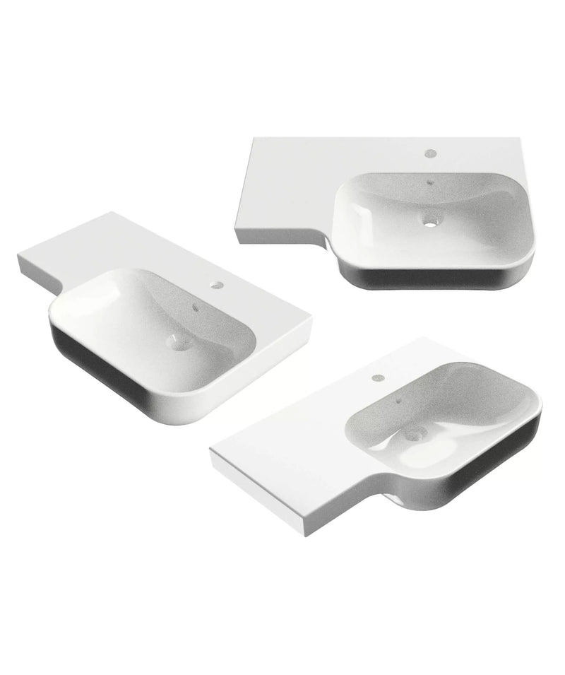 SEIMA Limni 720 Ceramic Wall Basin With shelf LH Bowl, Right Shelf