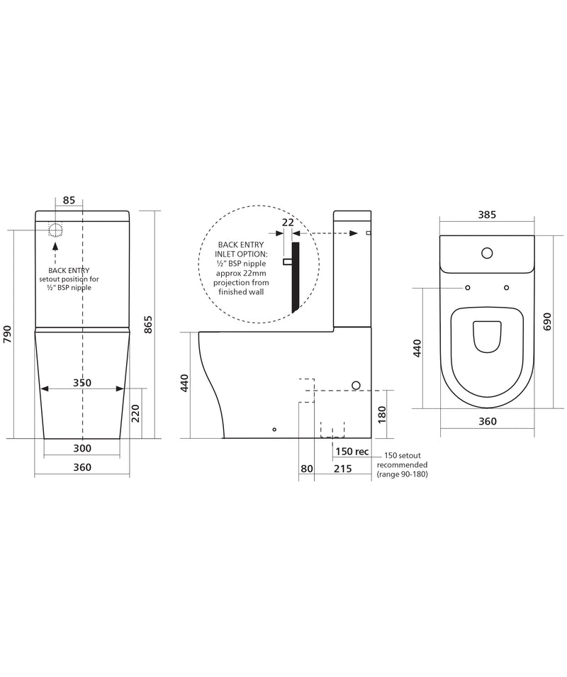 SEIMA Limni Wall Faced - Choice of Seats Clean Flush, Nanoglaze, Easy Care Height