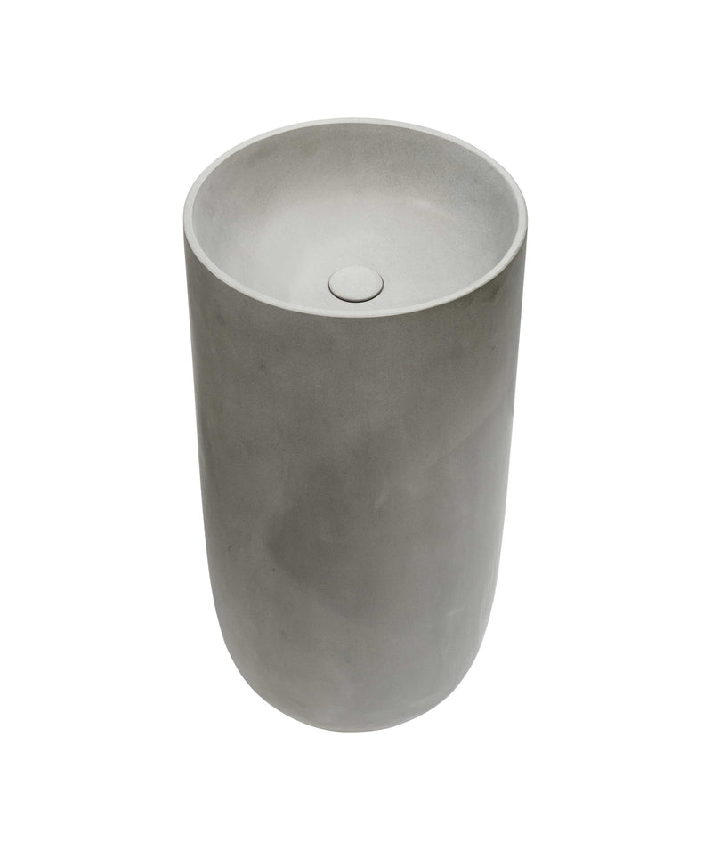 SEIMA Lithos 450 - Grey Sandstone Solid Natural Stone Freestanding Pedestal Basin