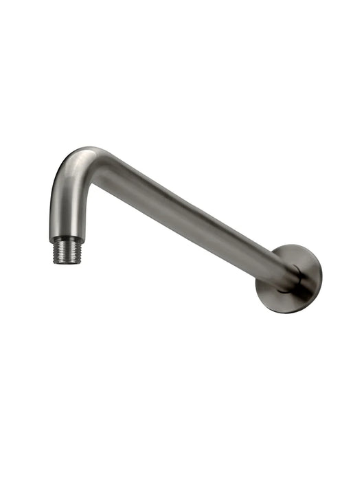 Round Wall Shower Curved Arm 400mm gun metal
