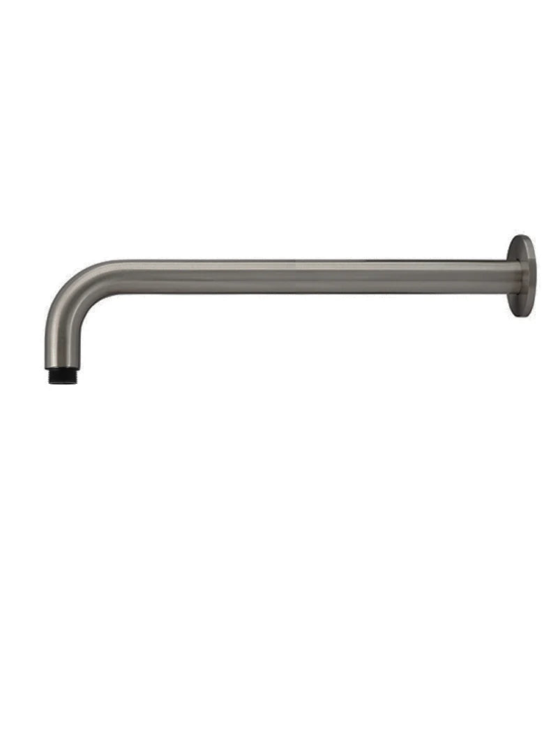Round Wall Shower Curved Arm 400mm gun metal