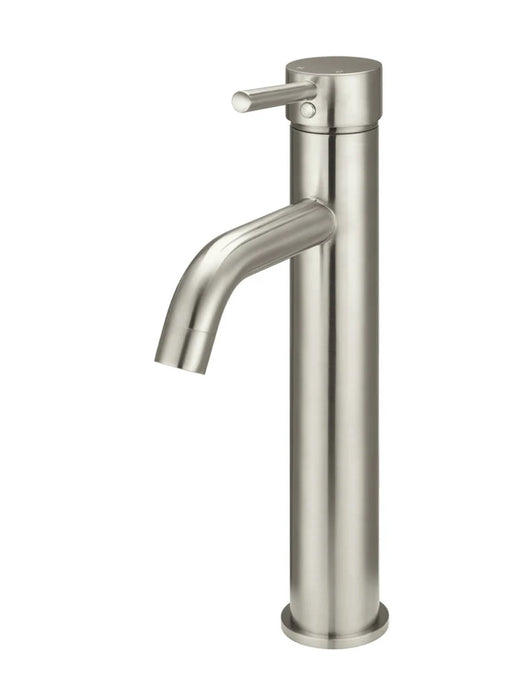 Meir Round Tall Basin Mixer Curved brushed nickel