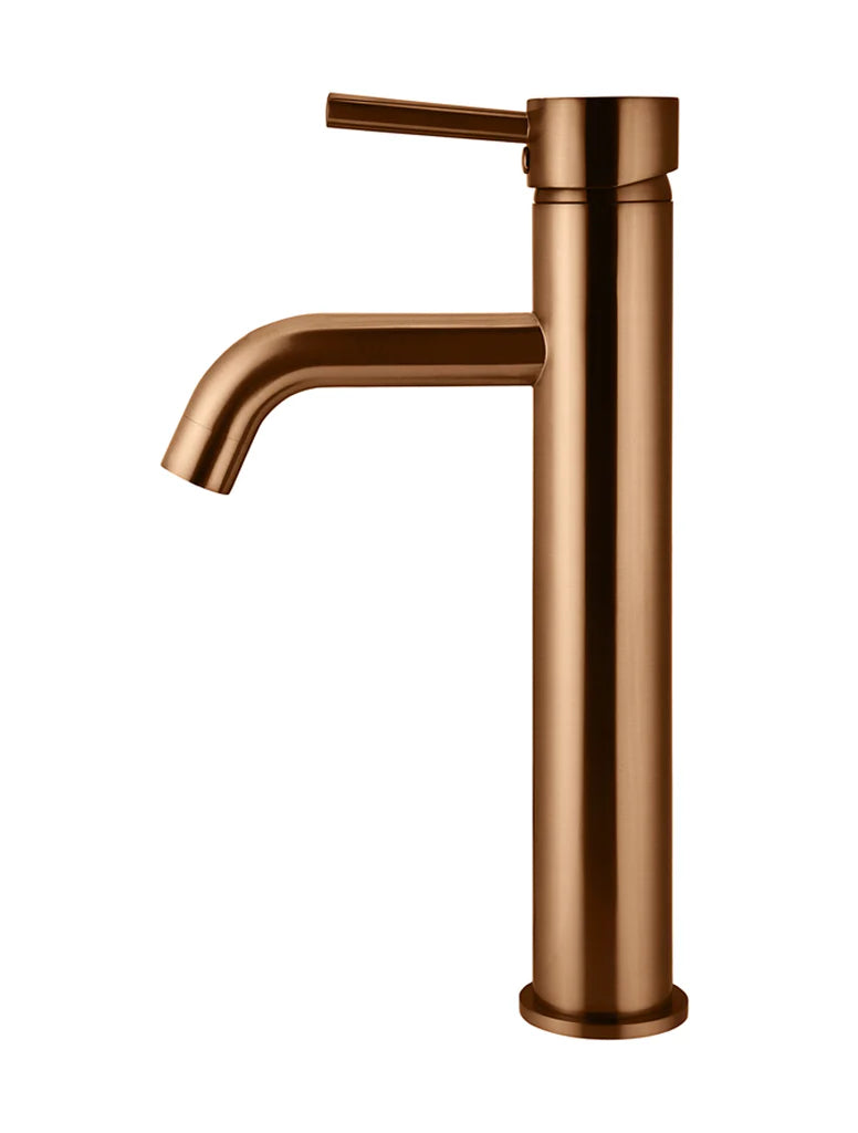 Meir Round Tall Basin Mixer Curved lustre bronze