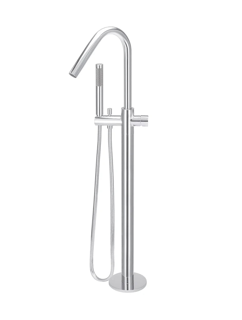 Meir Round Pinless Freestanding Bath Spout and Hand Shower