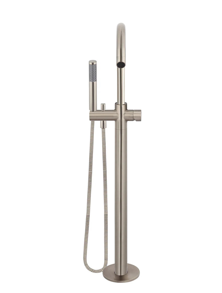 Meir Round Pinless Freestanding Bath Spout and Hand Shower