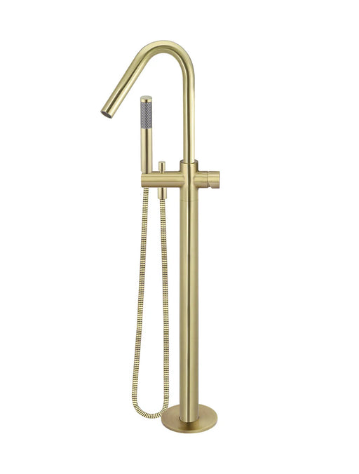 Meir Round Pinless Freestanding Bath Spout and Hand Shower