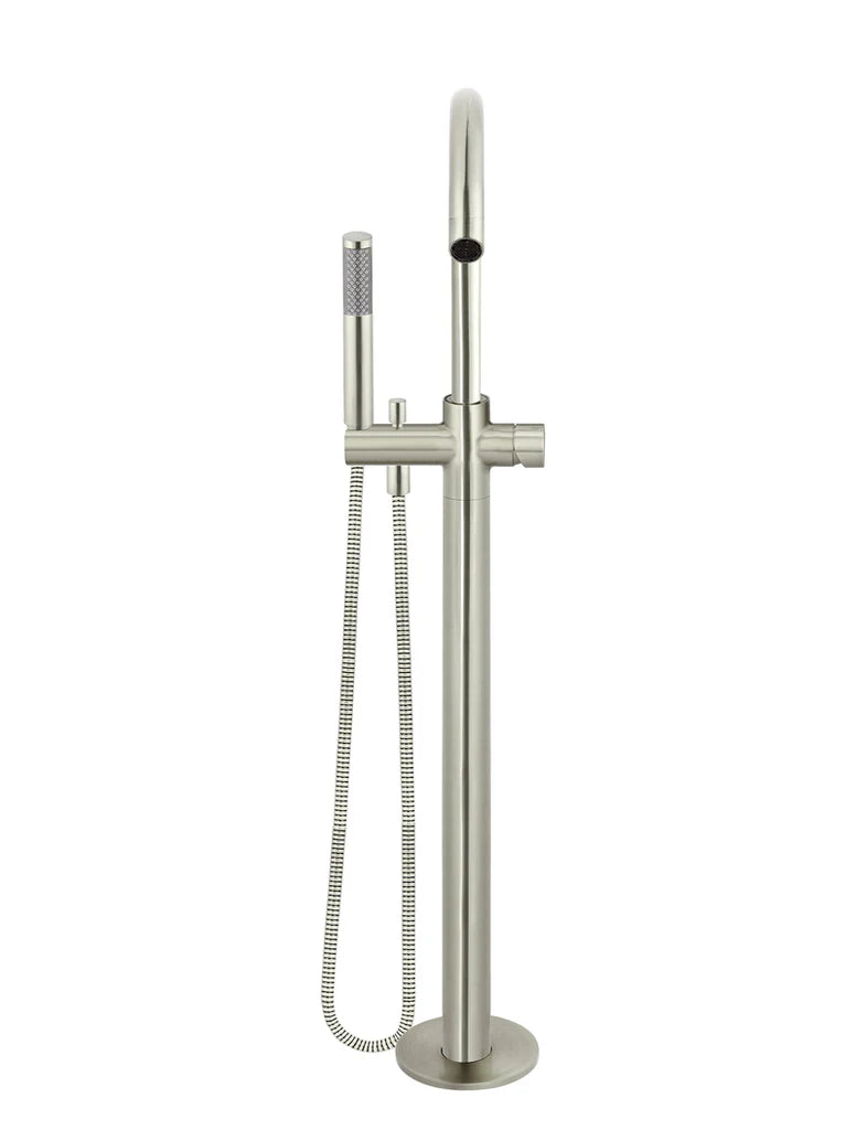 Meir Round Pinless Freestanding Bath Spout and Hand Shower