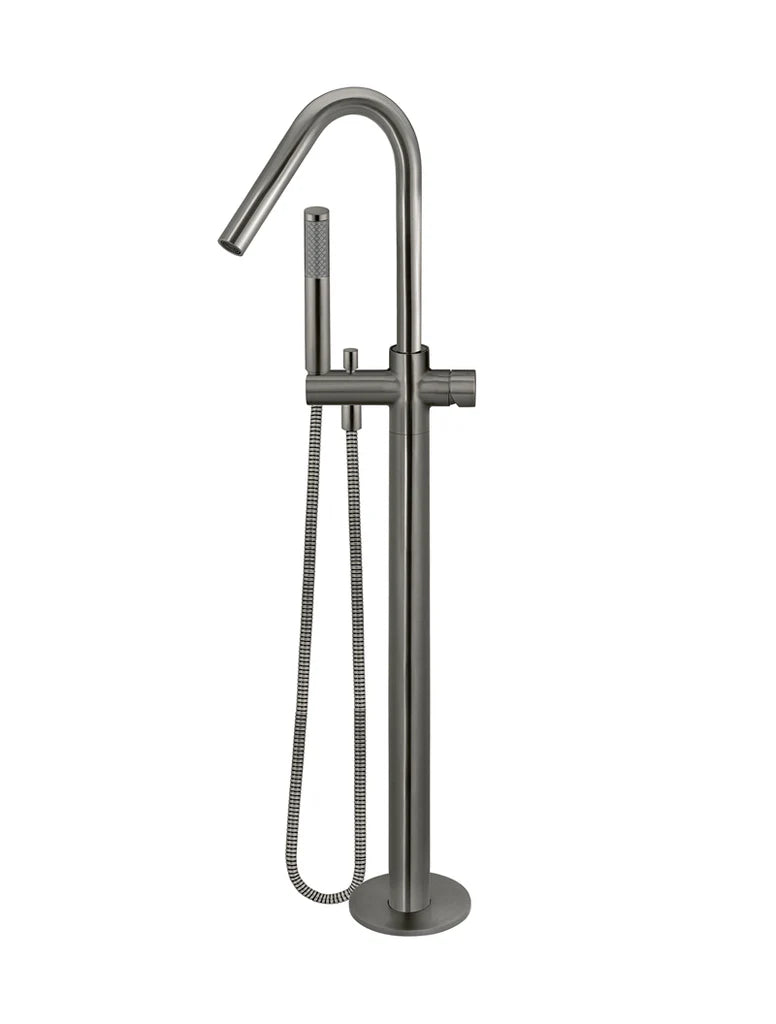 Meir Round Pinless Freestanding Bath Spout and Hand Shower