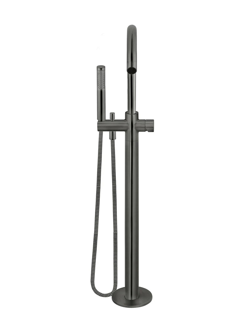 Meir Round Pinless Freestanding Bath Spout and Hand Shower