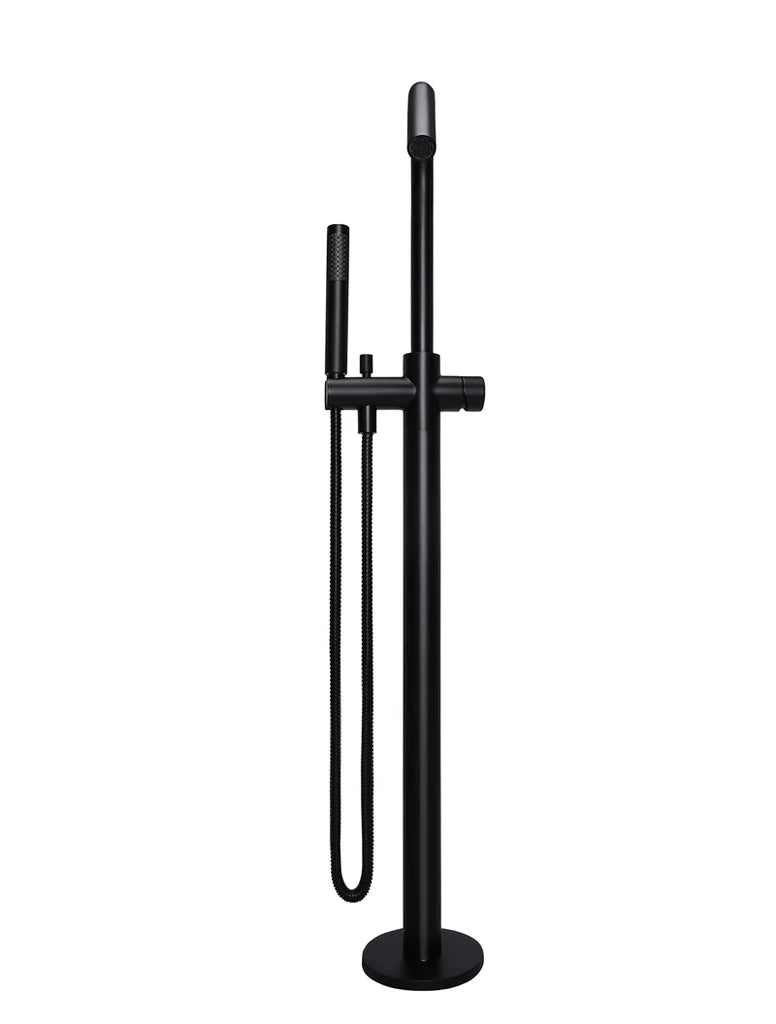 Meir Round Pinless Freestanding Bath Spout and Hand Shower