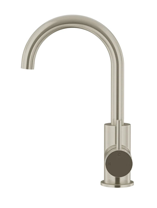 Meir Round Gooseneck Basin Mixer with Cold Start