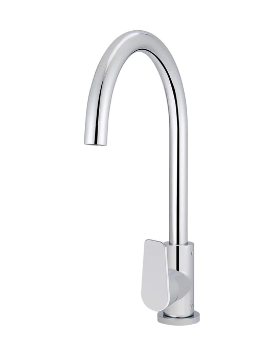 Meir Round Gooseneck Kitchen Mixer Tap with Paddle Handle