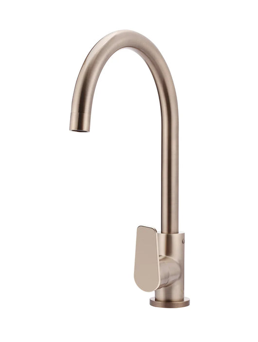 Meir Round Gooseneck Kitchen Mixer Tap with Paddle Handle