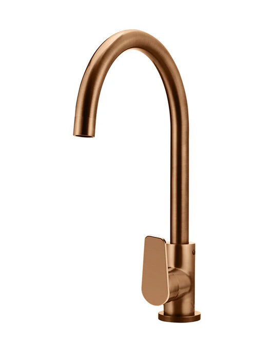Meir Round Gooseneck Kitchen Mixer Tap with Paddle Handle