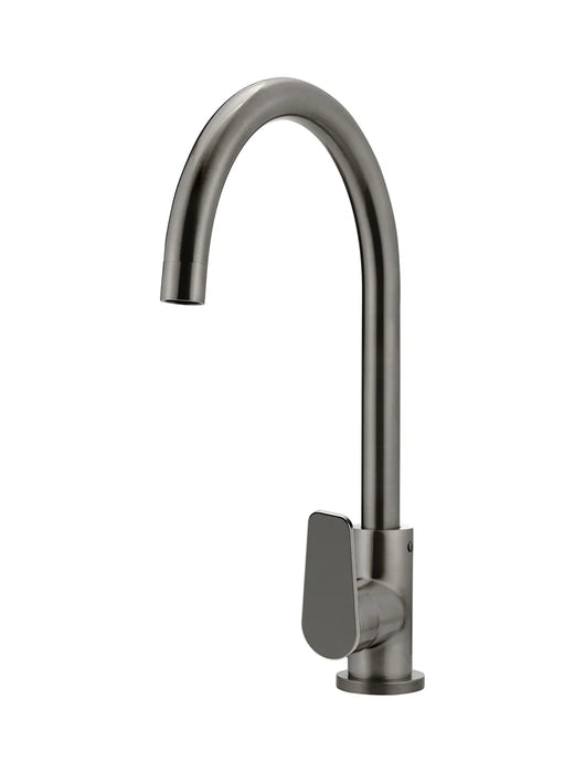 Meir Round Gooseneck Kitchen Mixer Tap with Paddle Handle
