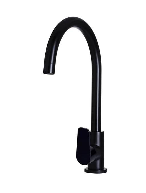 Meir Round Gooseneck Kitchen Mixer Tap with Paddle Handle