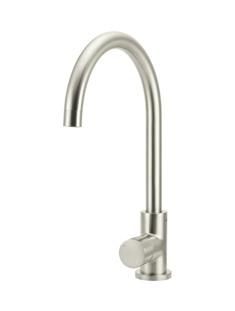 Meir Round Gooseneck Kitchen Mixer Tap with Pinless Handle