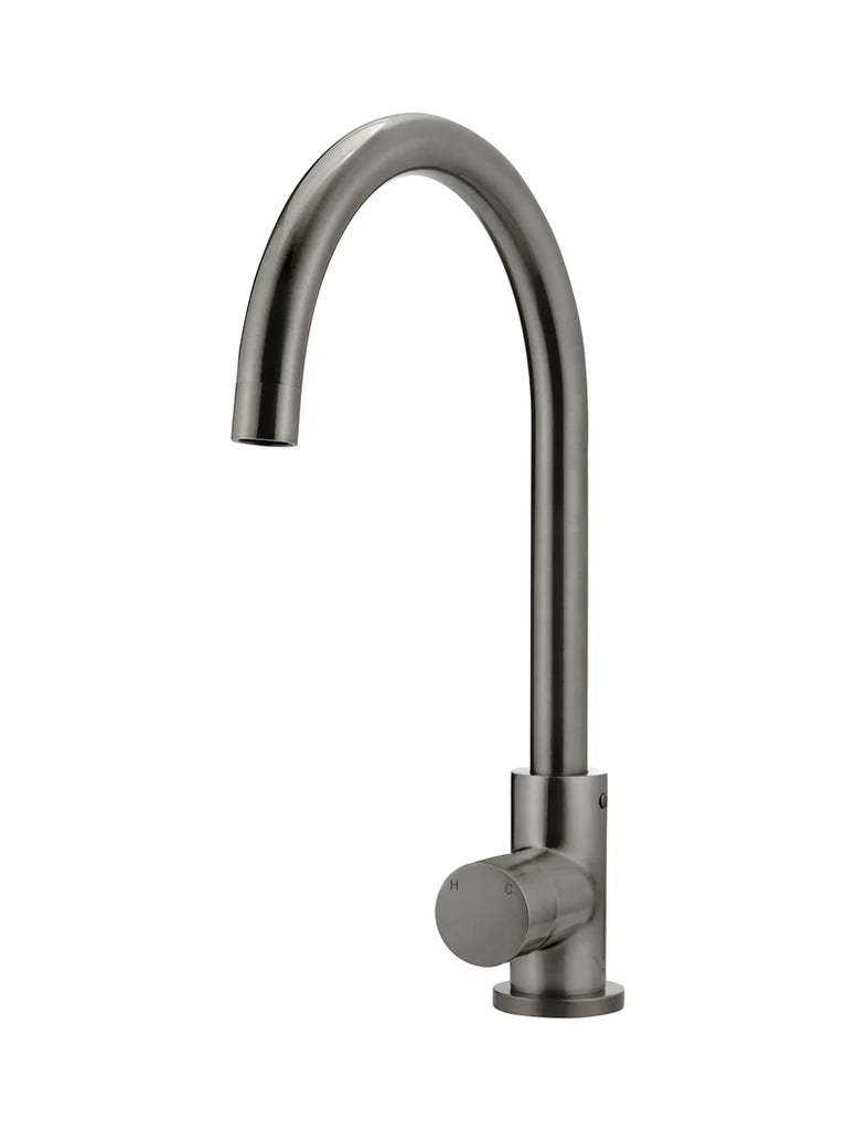 Meir Round Gooseneck Kitchen Mixer Tap with Pinless Handle