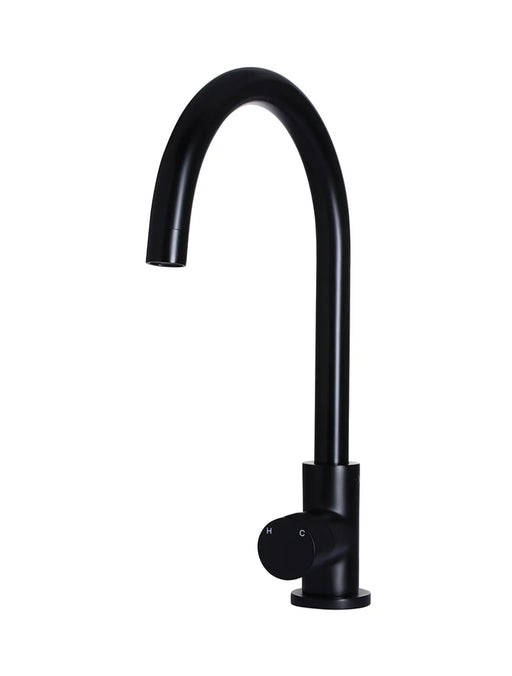 Meir Round Gooseneck Kitchen Mixer Tap with Pinless Handle
