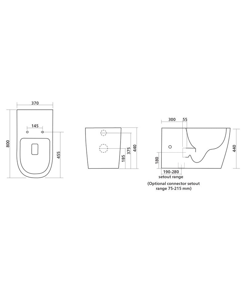 SEIMA Modia Care Floor Mount - 800mm - Grey, Blue or White Seat