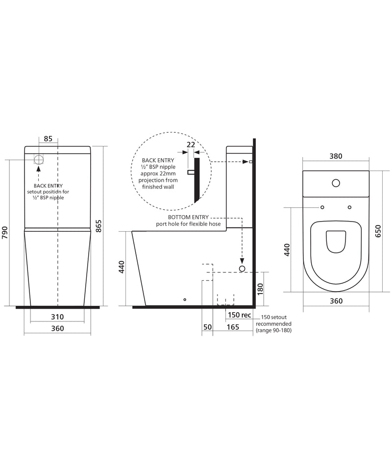 SEIMA Modia Wall Faced - Choice of Seats Clean Flush, Nanoglaze, Easy Care Height