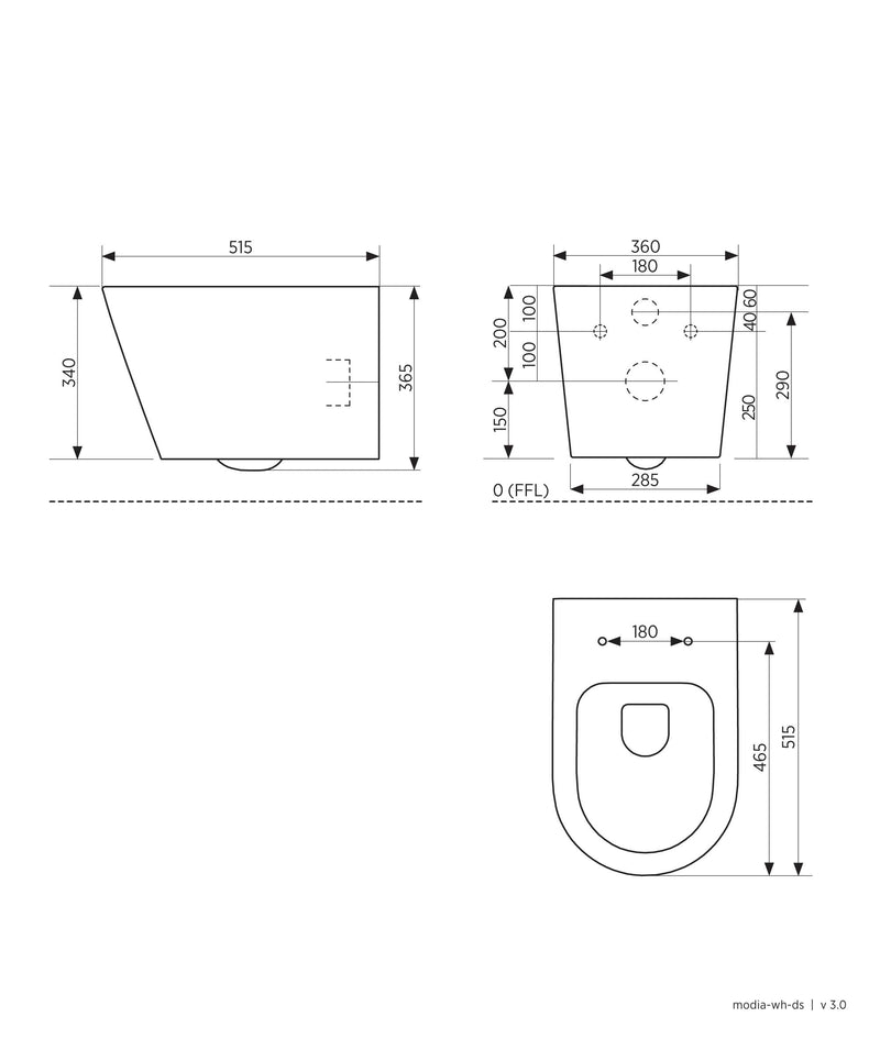 SEIMA Modia Wall Hung - Choice of Seats Clean Flush