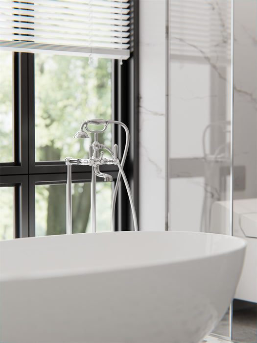 Nero York Freestanding Bath Set with Metal Hand Shower