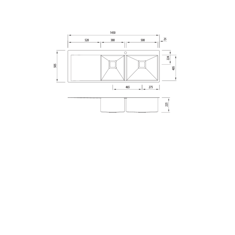 Oliveri Professional Series Single 1/2 Bowl Undermount Sink 305x455x190mm