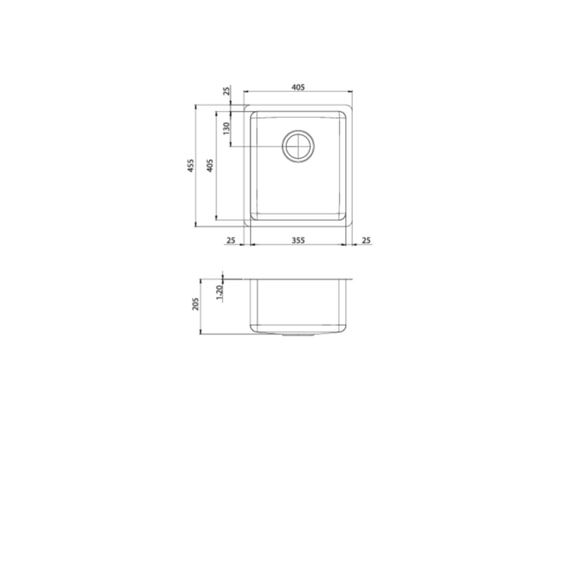 Oliveri Sonetto Standard Bowl Undermount Sink 3/4 Bowl + ACP109