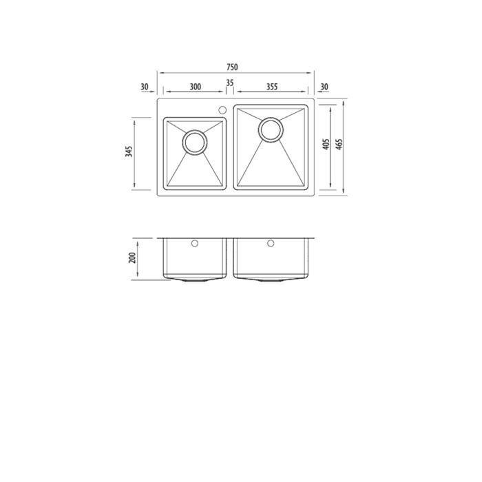 Oliveri Apollo 1 & 3/4 Offset Bowl Sink