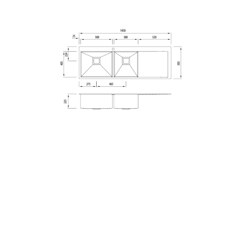 Oliveri Professional Series 1 & 3/4 Bowl Topmount Sink with Drainer L+ ACP141