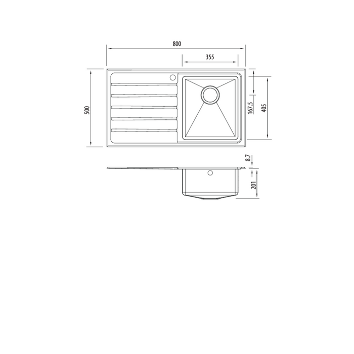 Oliveri Apollo Single Bowl Inset Sink with Drainer