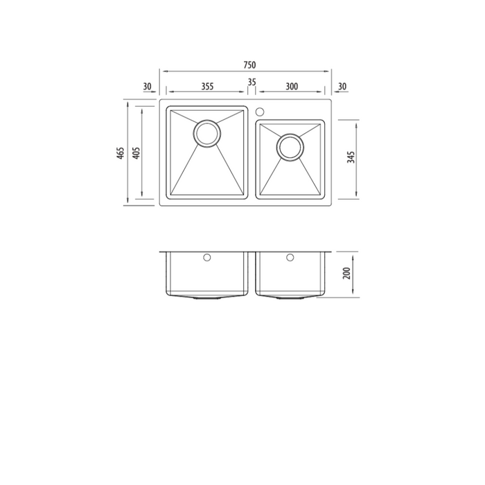 Oliveri Apollo 1 & 3/4 Offset Bowl Sink