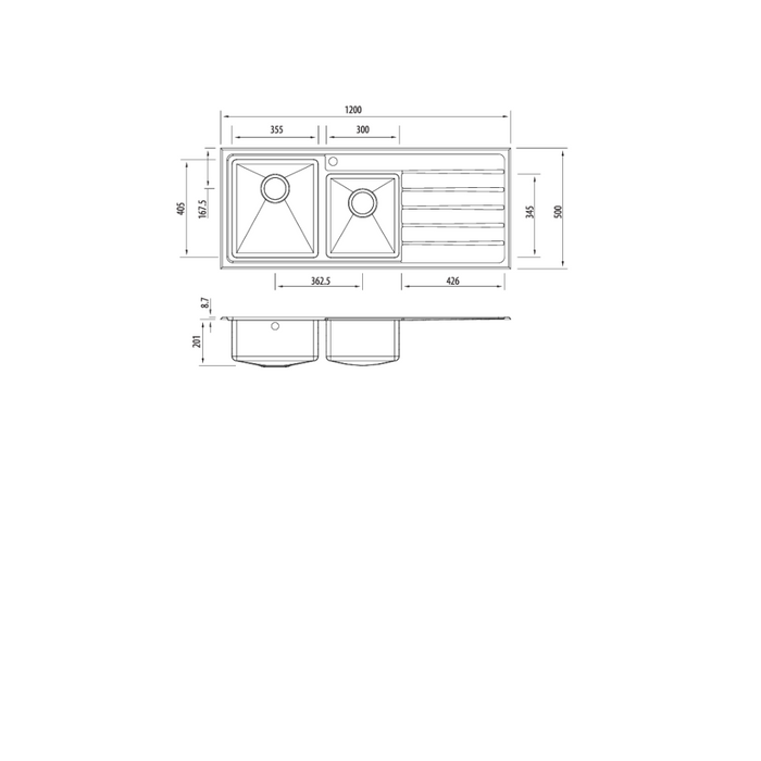 Oliveri Apollo 1 & 3/4 Bowl Sink with Drainer