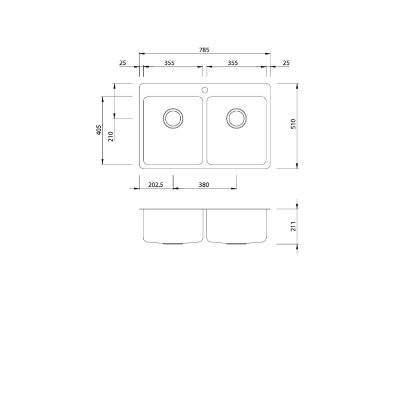 Oliveri Sonetto 3/4 Bowls + ACP104F + ACP109 Double Bowl Topmount Sink