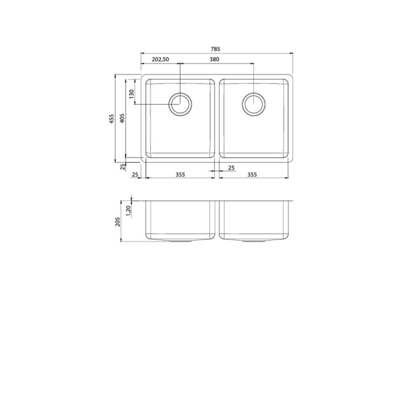 Oliveri Sonetto Double 3/4 Bowls + ACP109 Undermount Sink