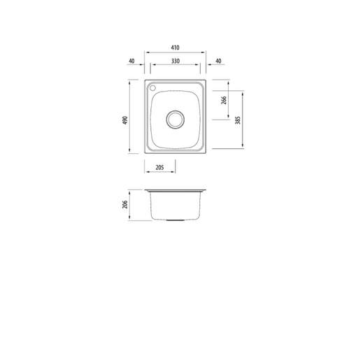 Oliveri Martini Standard Bowl Sink 410x490mm Deep Bowl